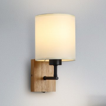 Brilagi - Applique murale NUBILA WOOD 1xE27/25W/230V chêne/noir/crème