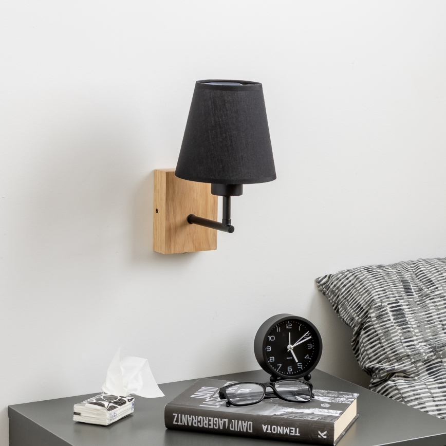 Brilagi - Applique murale NUBILA WOOD 1xE27/25W/230V chêne/noir