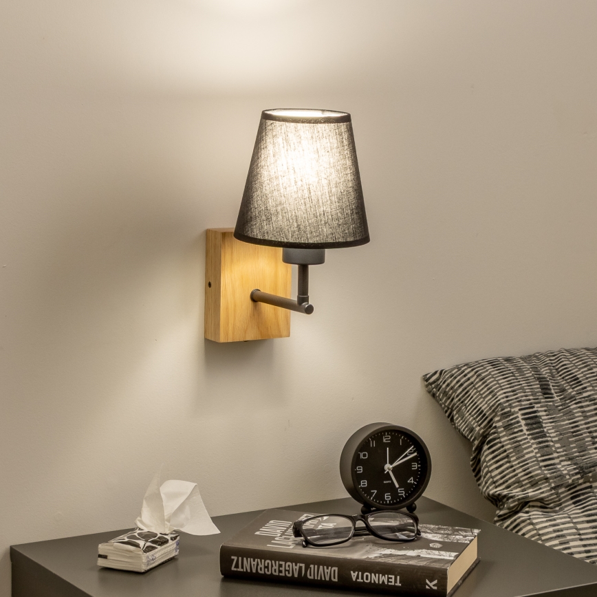 Brilagi - Applique murale NUBILA WOOD 1xE27/25W/230V chêne/noir