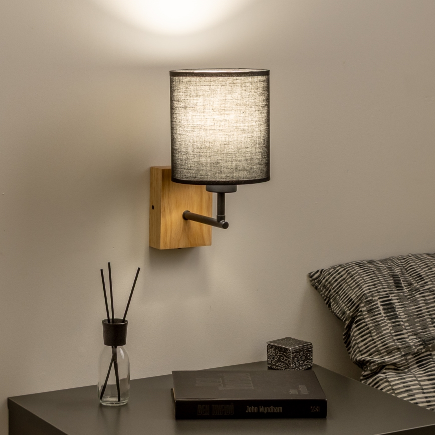 Brilagi - Applique murale NUBILA WOOD 1xE27/25W/230V chêne/noir