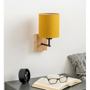 Brilagi - Applique murale NUBILA WOOD 1xE27/25W/230V chêne/noir/jaune