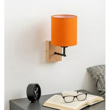 Brilagi - Applique murale NUBILA WOOD 1xE27/25W/230V chêne/noir/orange