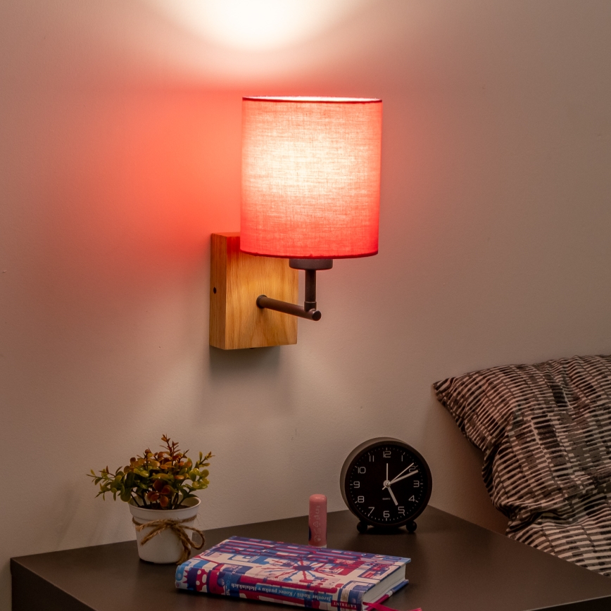 Brilagi - Applique murale NUBILA WOOD 1xE27/25W/230V chêne/rose