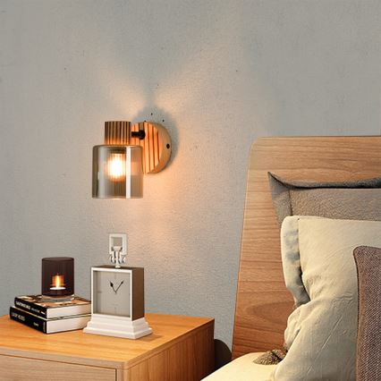 Brilagi - Applique murale orientable HYGGE 1xE14/15W/230V hévéa/fumé