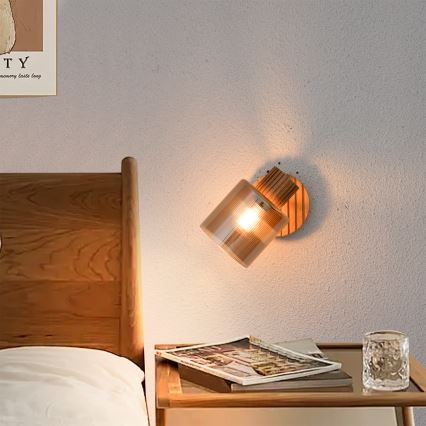 Brilagi - Applique murale orientable HYGGE 1xE14/15W/230V hévéa/fumé