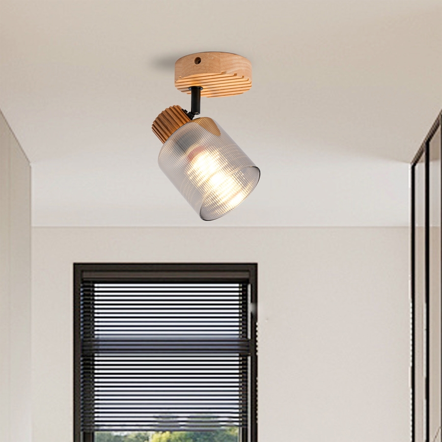 Brilagi - Applique murale orientable HYGGE 1xE14/15W/230V hévéa/fumé