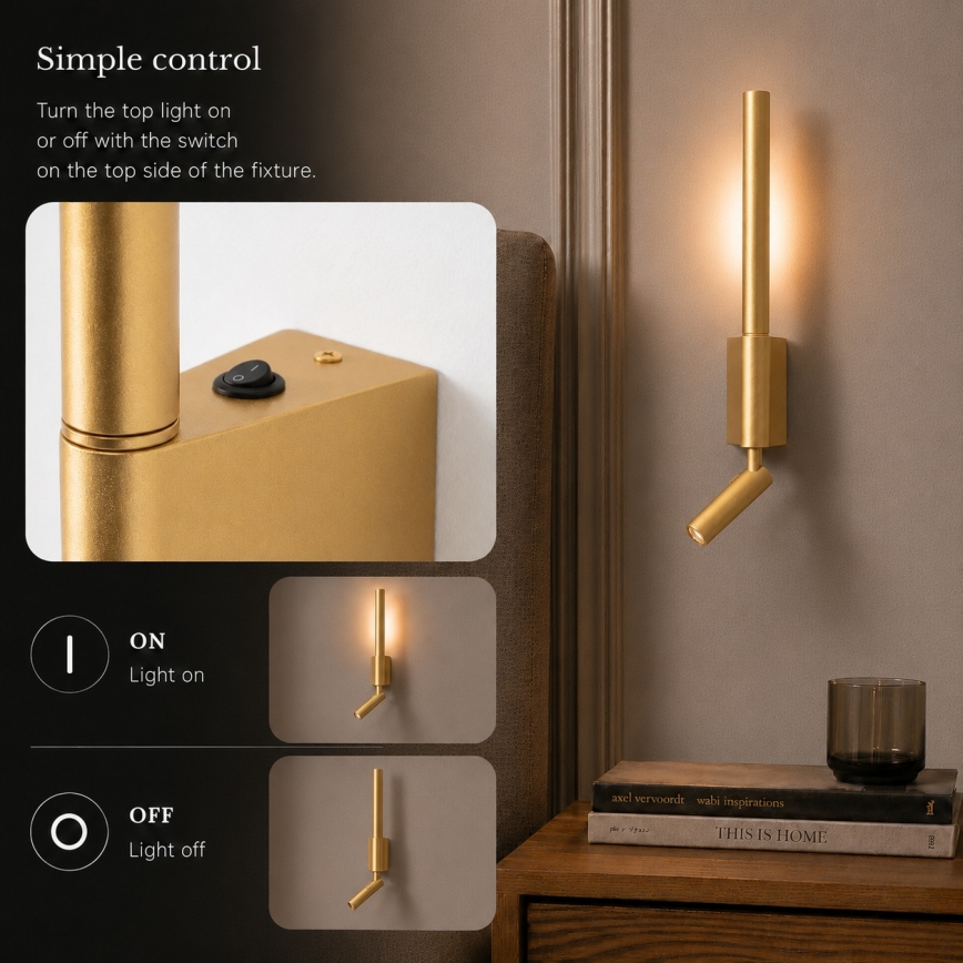 BRILAGI - Applique murale orientable VIXON LED/3W/230V + LED/5W dorée IRC 90