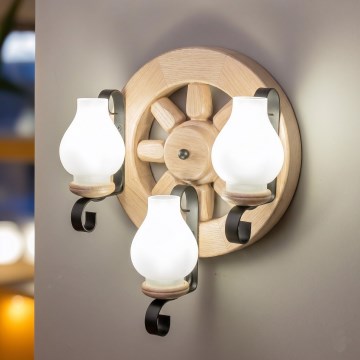 Brilagi - Applique murale ROATA APLICA 3xE14/40W/230V finition chêne
