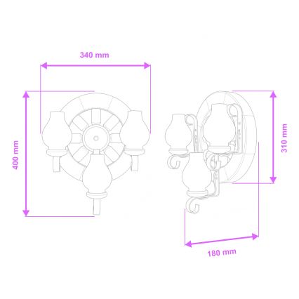 Brilagi - Applique murale ROATA APLICA 3xE14/40W/230V hêtre
