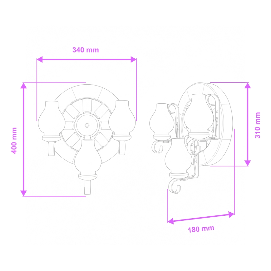 Brilagi - Applique murale ROATA APLICA 3xE14/40W/230V hêtre