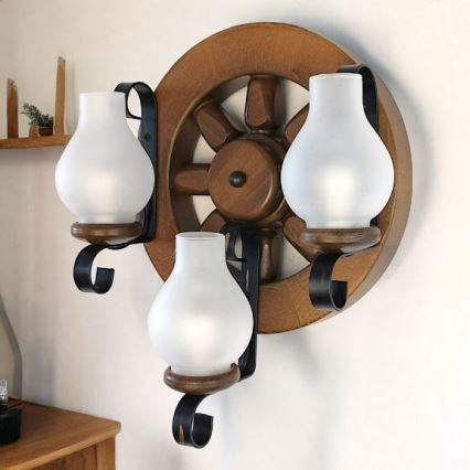 Brilagi - Applique murale ROATA APLICA 3xE14/40W/230V hêtre/noyer