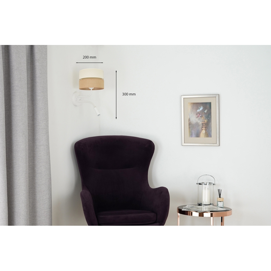 Brilagi - Applique murale ROYAL YUTE 1xE27/15W/230V + 1xG9/6W beige/crème/blanc