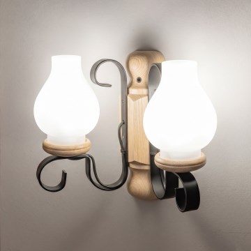 Brilagi - Applique murale RUSTIC 2xE14/40W/230V chêne