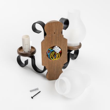 Brilagi - Applique murale RUSTIC 2xE14/40W/230V hêtre/noyer