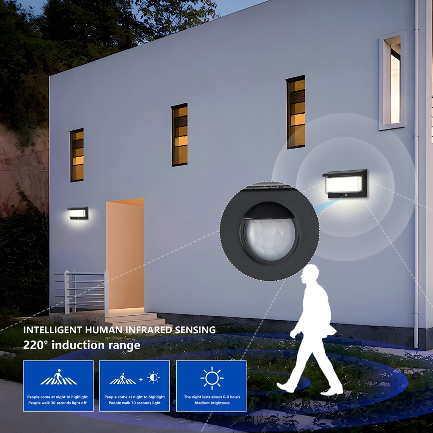 Brilagi - Applique murale solaire avec détecteur SOLEIL LUME LED/10W/3,7V 4000 mAh IP44