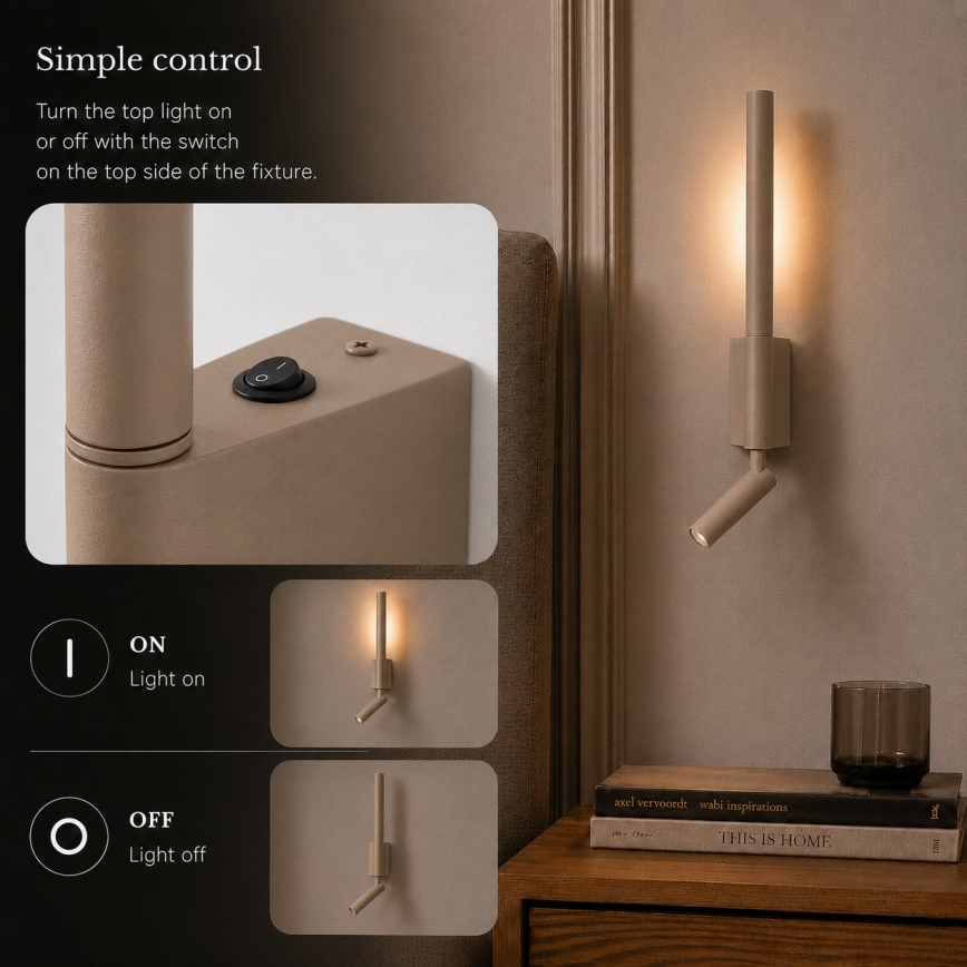 BRILAGI - Applique murale spot LED VIXON LED/3W/230V + LED/5W beige IRC 90