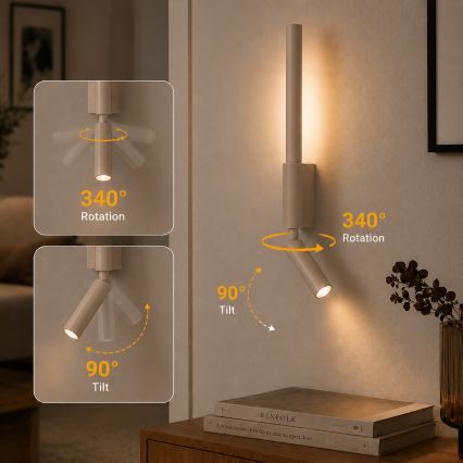 BRILAGI - Applique murale spot LED VIXON LED/3W/230V + LED/5W beige IRC 90