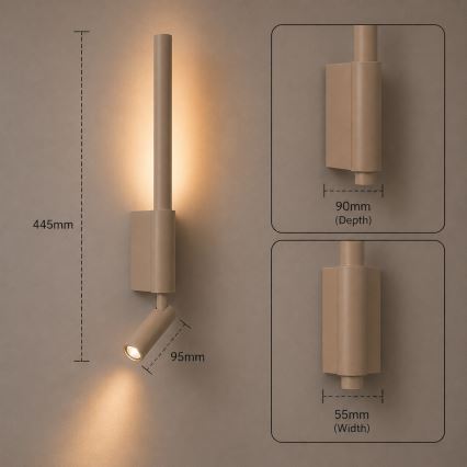 BRILAGI - Applique murale spot LED VIXON LED/3W/230V + LED/5W beige IRC 90