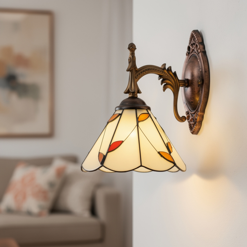 Brilagi - Applique murale Tiffany en vitrail FOLIA 1xE14/40W/230V