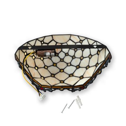 Brilagi - Applique murale Tiffany en vitrail IVOIRE 1xE14/40W/230V