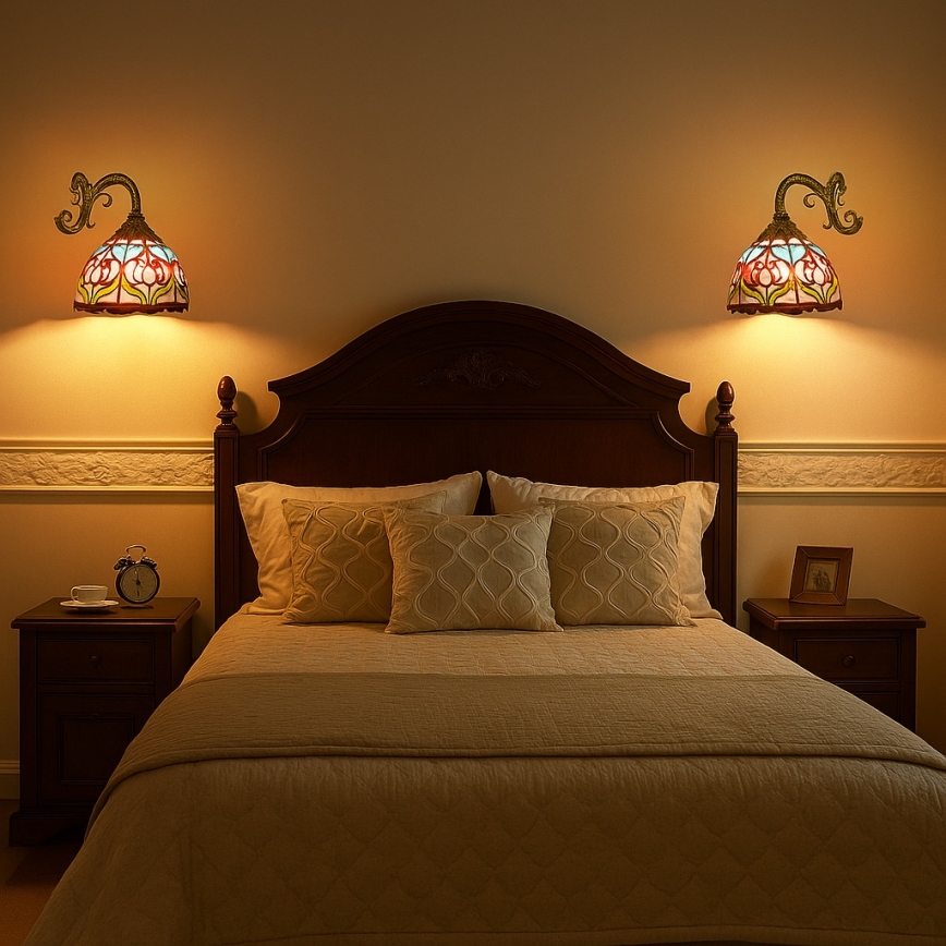 Brilagi - applique murale Tiffany en vitrail LORAS 1xE27/40W/230V