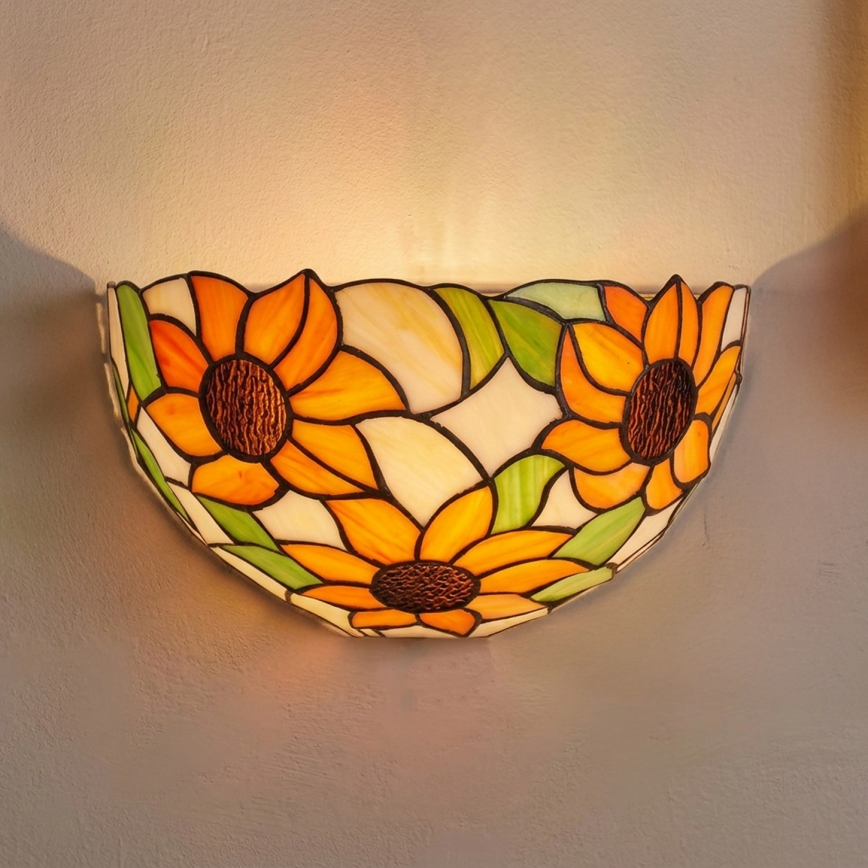 Brilagi - Applique murale Tiffany en vitrail SUNFLOWER 1xE14/40W/230V