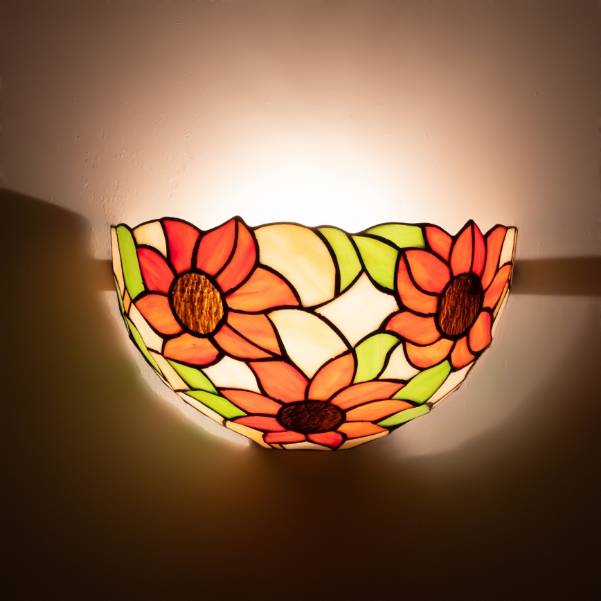 Brilagi - Applique murale Tiffany en vitrail SUNFLOWER 1xE14/40W/230V