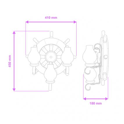 Brilagi - Applique murale TIMONA 3xE14/40W/230V hêtre/noyer