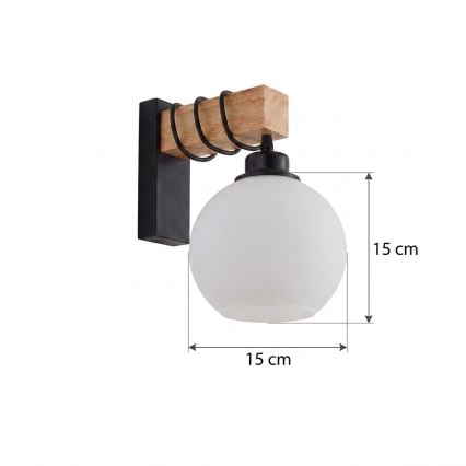Brilagi - Applique murale WOOD GLASS 1xE27/60W/230V pin/noir/blanc