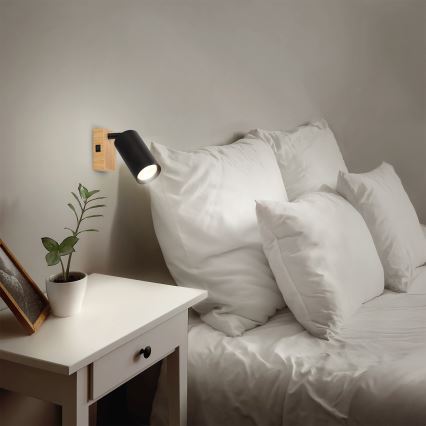 Brilagi - Applique spot murale SELE 1xGU10/30W/230V noir/décor chêne