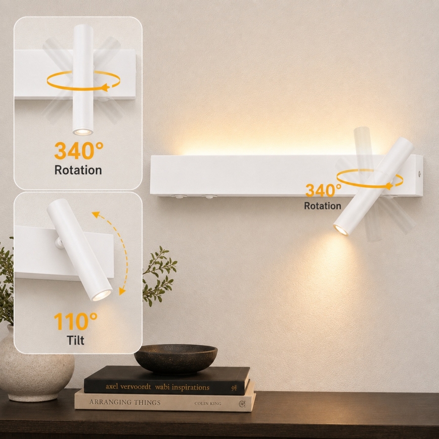 BRILAGI - ARLIX LED-wandspot LED/3W/230V + LED/7W, wit, CRI 90
