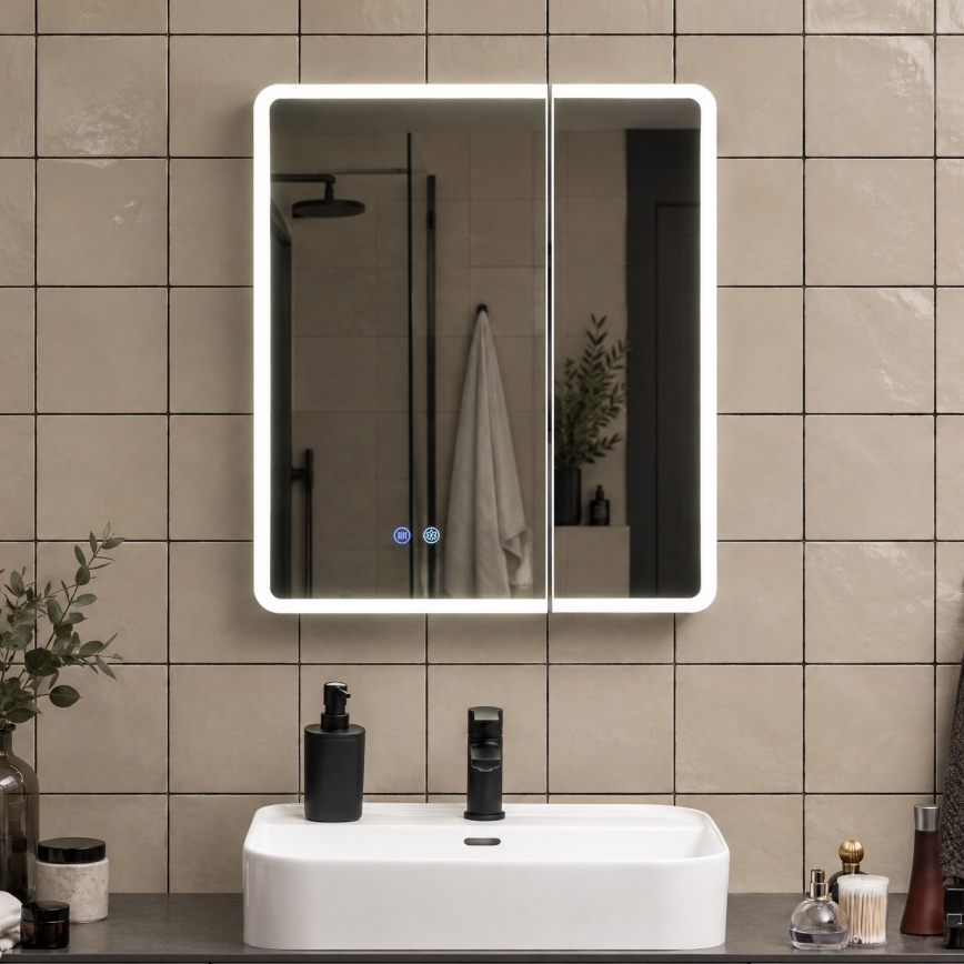 BRILAGI - Armoire-miroir de salle de bains à éclairage LED intégré NOTO DOUBLE 60x70 cm