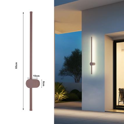Brilagi - LED buitenwandlamp AURA LED/12W/230V 3000K IP54 65 cm bruin CRI 90