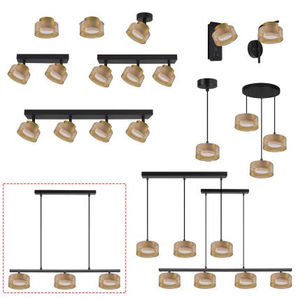 Brilagi - AURA LUX hanglamp aan kabel 3xGX53/30W/230V zwart/goud