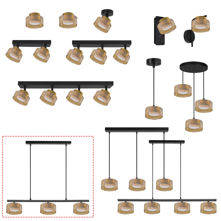 Brilagi - AURA LUX hanglamp aan kabel 3xGX53/30W/230V zwart/goud