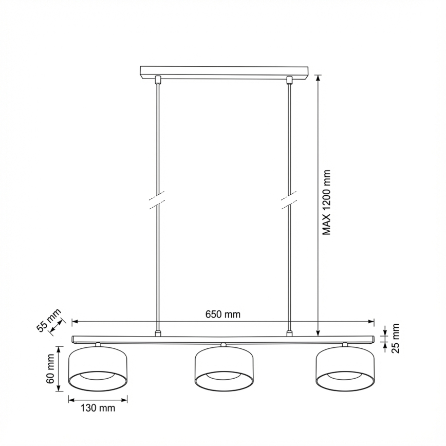 Brilagi - AURA LUX hanglamp aan kabel 3xGX53/30W/230V zwart/goud