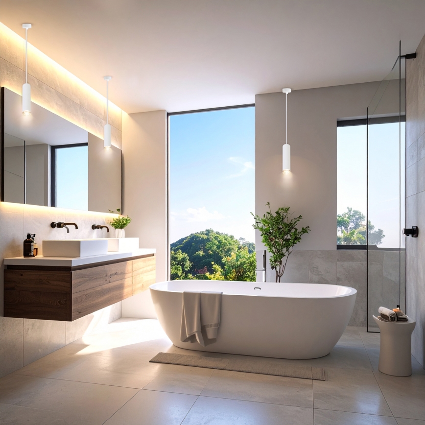 Brilagi - Badkamer hanglamp aan een koord SELE AQUA 1xGU10/30W/230V IP44 wit