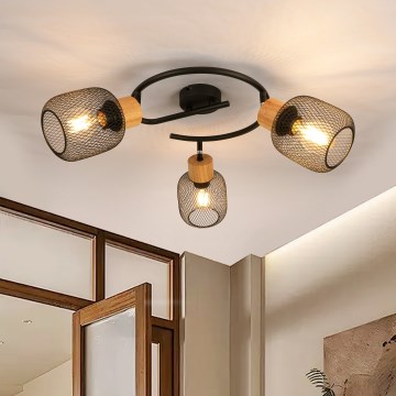 Brilagi - BASKLITE spotlamp 3xE27/15W/230V rubberhout/zwart