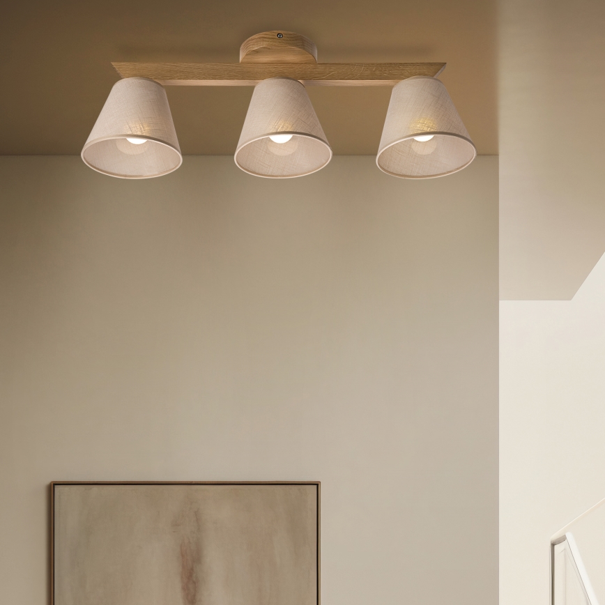 Brilagi - Bevestigde hanglamp ANTHONY 3xE14/40W/230V eiken/beige