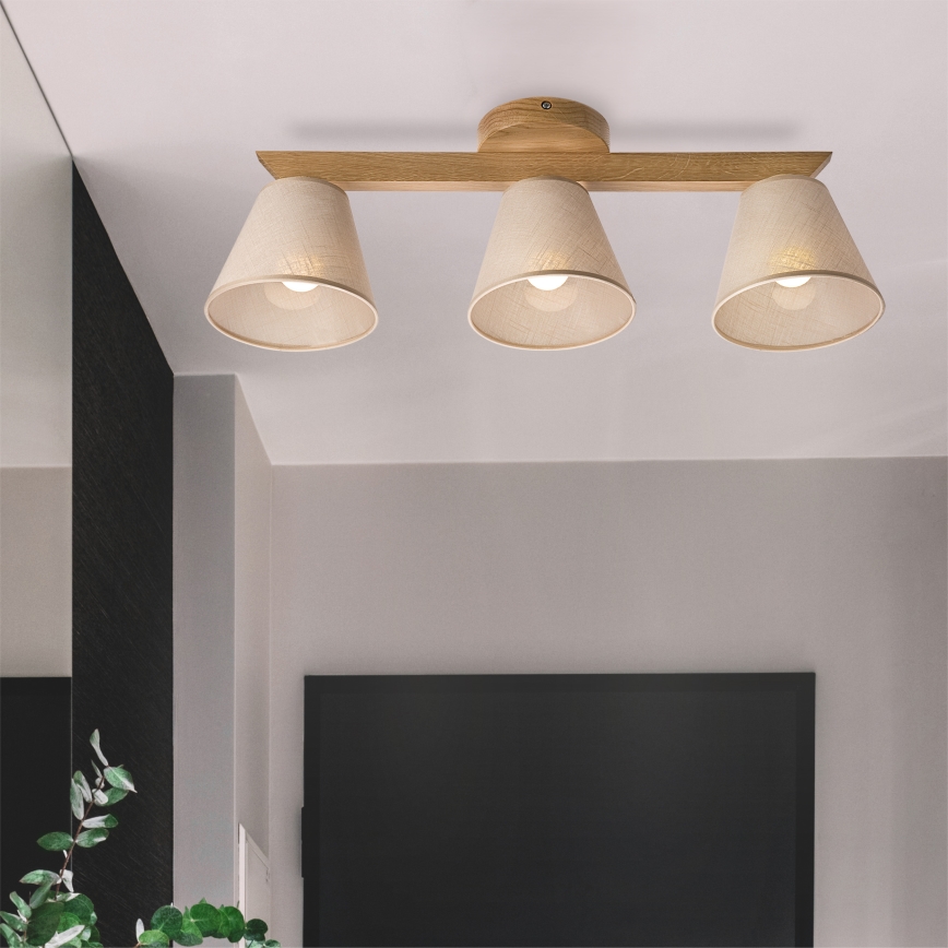 Brilagi - Bevestigde hanglamp ANTHONY 3xE14/40W/230V eiken/beige