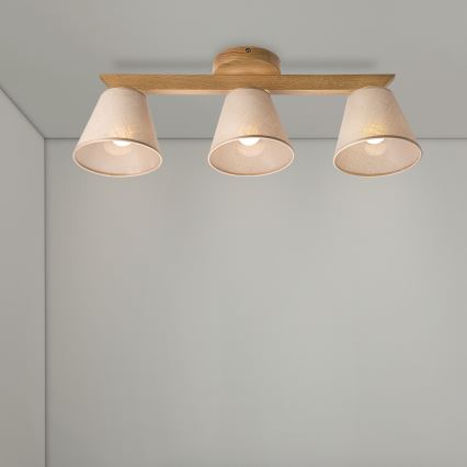 Brilagi - Bevestigde hanglamp ANTHONY 3xE14/40W/230V eiken/beige