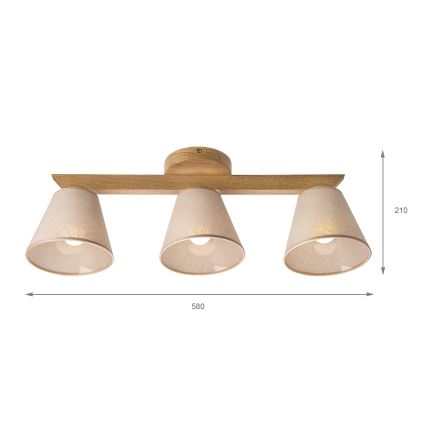Brilagi - Bevestigde hanglamp ANTHONY 3xE14/40W/230V eiken/beige