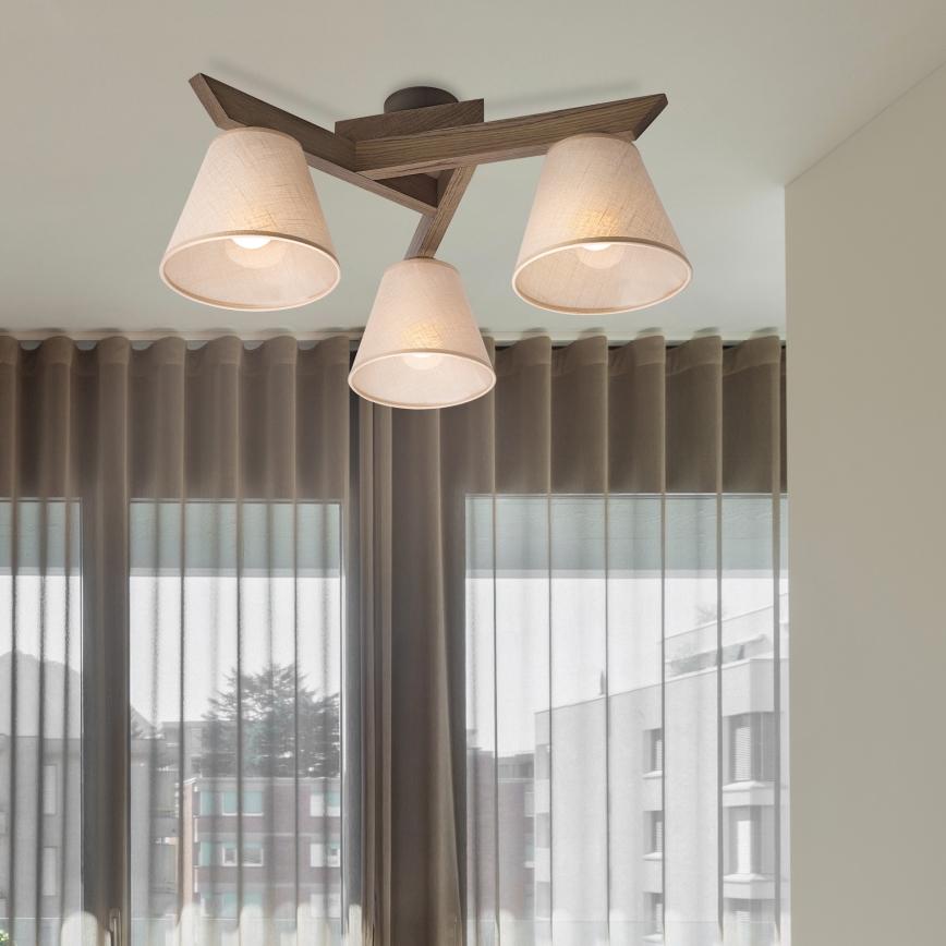 Brilagi - Bevestigde hanglamp ANTHONY 3xE14/40W/230V eiken/beige