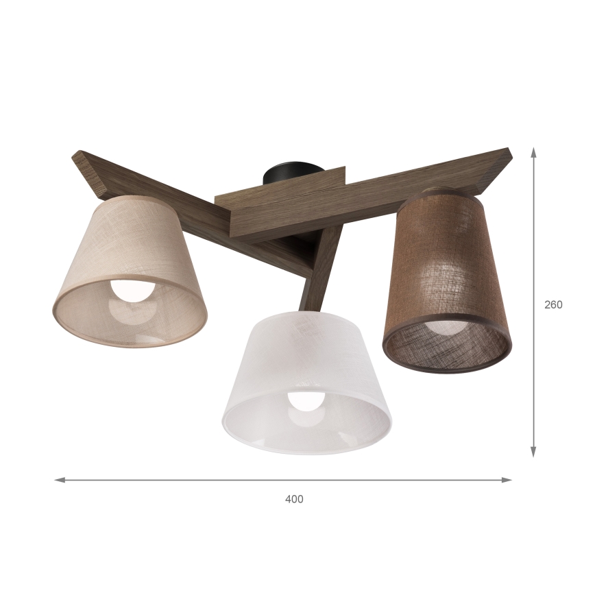 Brilagi - Bevestigde hanglamp ANTHONY 3xE14/40W/230V eiken