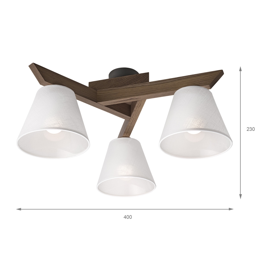 Brilagi - Bevestigde hanglamp ANTHONY 3xE14/40W/230V eiken/wit