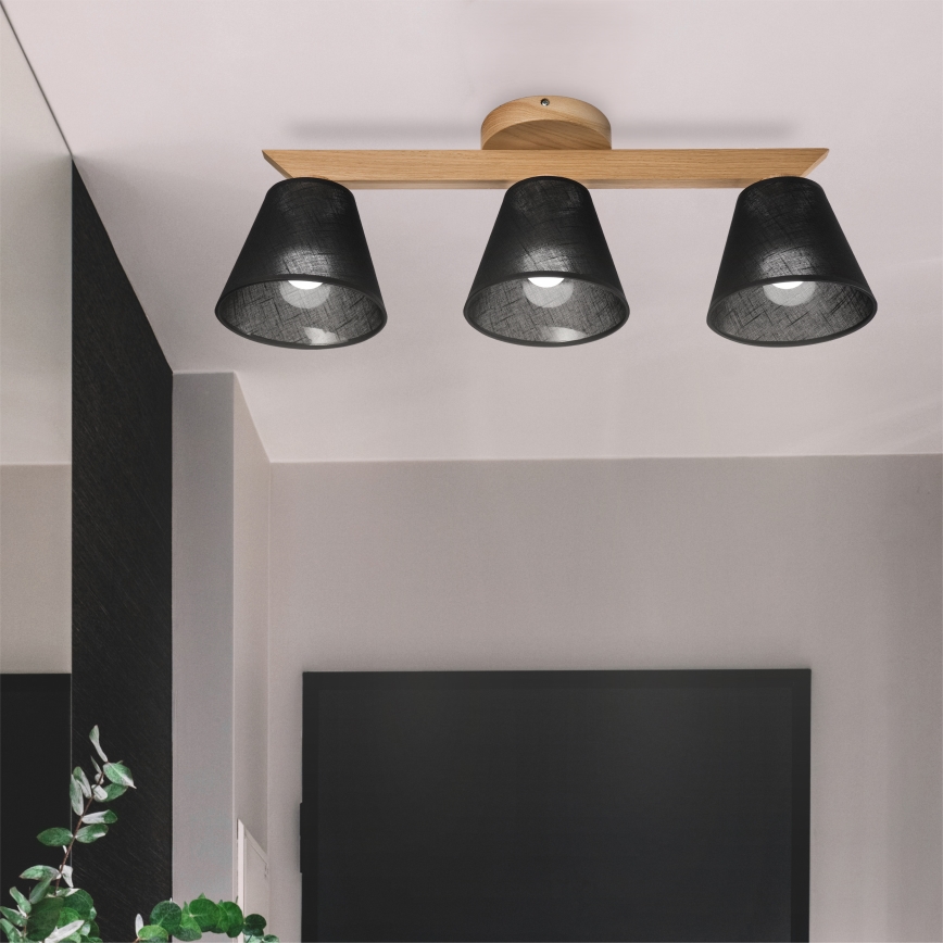 Brilagi - Bevestigde hanglamp ANTHONY 3xE14/40W/230V eiken/zwart