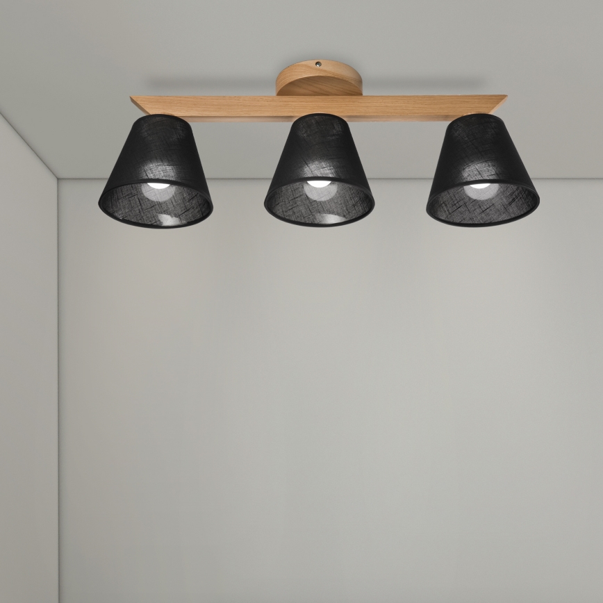 Brilagi - Bevestigde hanglamp ANTHONY 3xE14/40W/230V eiken/zwart