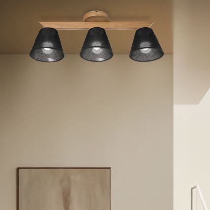 Brilagi - Bevestigde hanglamp ANTHONY 3xE14/40W/230V eiken/zwart