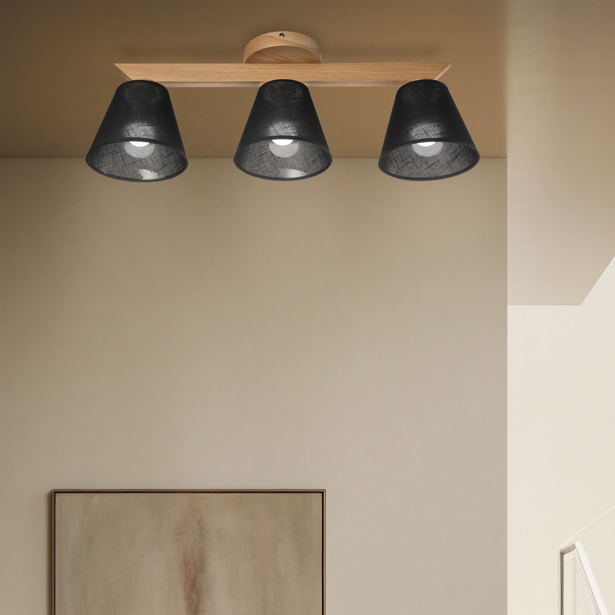 Brilagi - Bevestigde hanglamp ANTHONY 3xE14/40W/230V eiken/zwart