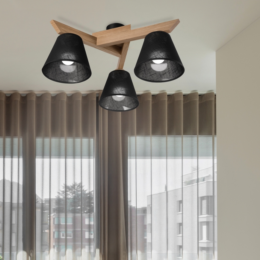 Brilagi - Bevestigde hanglamp ANTHONY 3xE14/40W/230V eiken/zwart